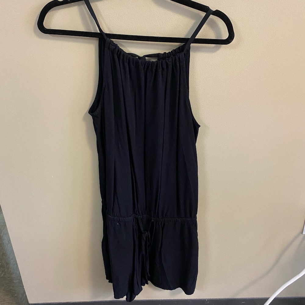 Black Drawstring Romper